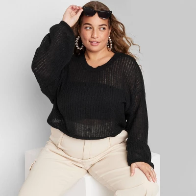 Women's Crewneck Open Knit Cropped Pullover - Wild Fable⢠- Image 4
