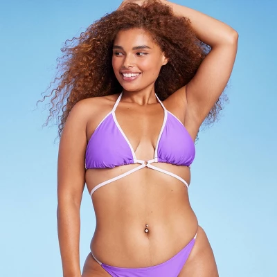 Women's Strappy Ring Front Triangle Bikini Top - Wild Fable⢠Purple - Image 3