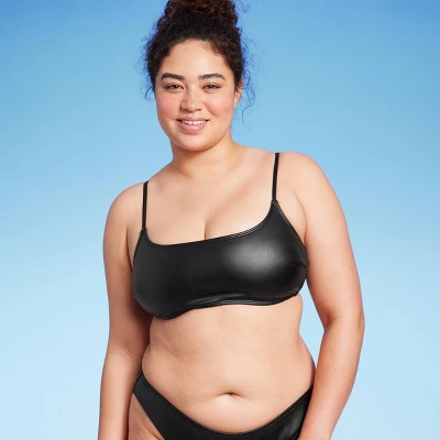 Women's Faux Leather Bralette Bikini Top - Wild Fable⢠Black - Image 3