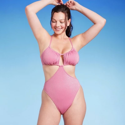 Women's Cut Out One Piece Swimsuit - Wild Fable⢠Pink Lurex - Image 2