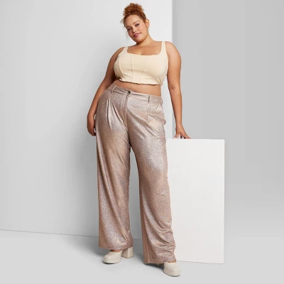 Women's Wide Leg Glitter Trouser Pants - Wild Fable⢠Copper - Image 4