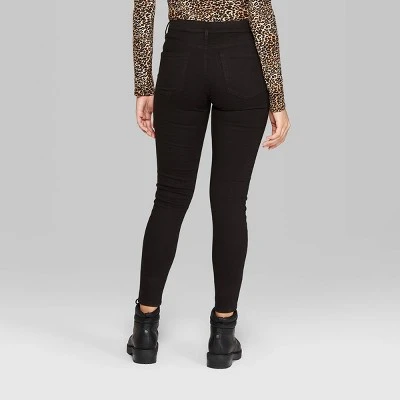 Women's Super-High Rise Distressed Skinny Jeans - Wild Fable⢠Black - Image 2