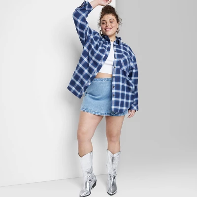 Women's Oversized Button-Down Flannel Shirt - Wild Fable⢠Plaid - Image 4