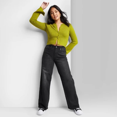 Women's Super-High Rise Wide Leg Baggy Jeans - Wild Fable⢠Black Wash - Image 3