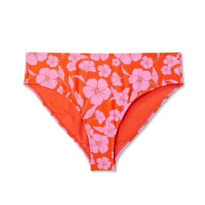 Women's High Leg Extra Cheeky Low-Rise Bikini Bottom - Wild Fable⢠Orange/Pink Tropical Print - Image 3