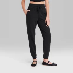 Women's High-Rise Tapered Joggers - Wild Fable™ Black
