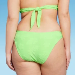 Women's Terry Textured High Leg Cheeky Bikini Bottom - Wild Fable⢠Green