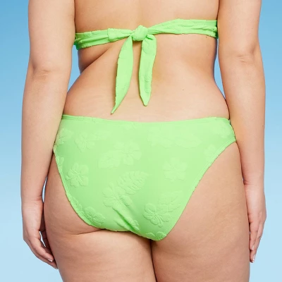 Women's Terry Textured High Leg Cheeky Bikini Bottom - Wild Fable⢠Green