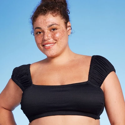 Women's Cap Sleeve Smocked Bralette Bikini Top - Wild Fable⢠- Image 2