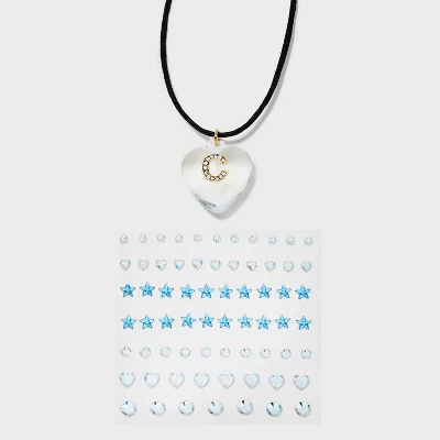 Acrylic Heart With Face Gems Pendant Necklace - Wild Fable⢠Clear/Black - Image 6