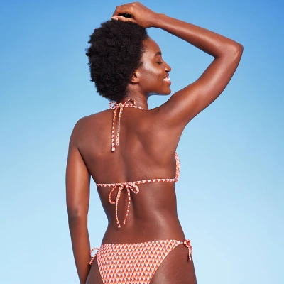 Women's Ribbed Triangle Bikini Top - Wild Fable⢠Geo Print