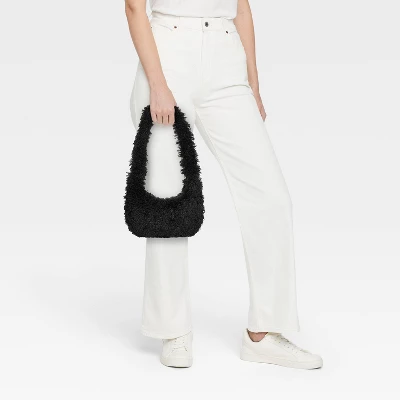 Slouchy Faux Fur Hobo Shoulder Handbag - Wild Fableā¢