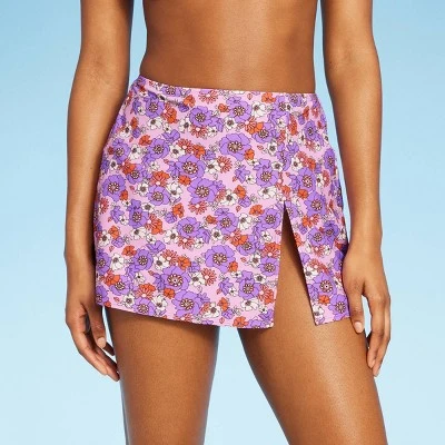 Women's Side-Slit Skirt Swimsuit Cover Up - Wild Fable⢠Purple Floral Print - Image 5