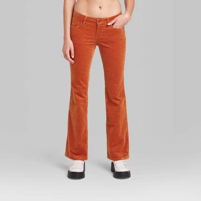 Women's Mid-Rise Corduroy Flare Pants - Wild Fableā¢