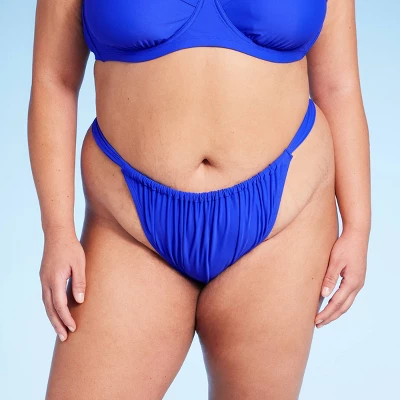 Women's Mid-Rise Cheeky High Leg Bikini Bottom - Wild Fable⢠Blue - Image 3