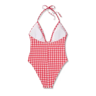 Women's Keyhole Cross Front Halter Ultra High Leg Cheeky One Piece Swimsuit - Wild Fable⢠Red - Image 5