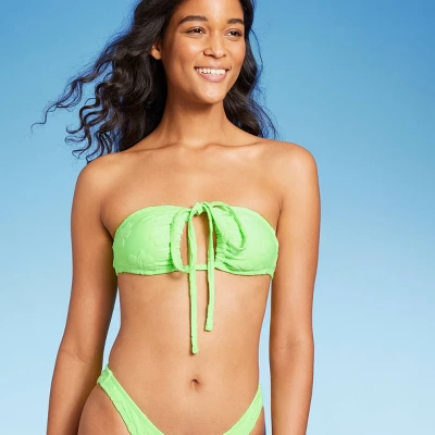 Women's Terry Textured U-Neck Multi-Way Bralette Bikini Top - Wild Fable⢠Tropical Green - Image 6