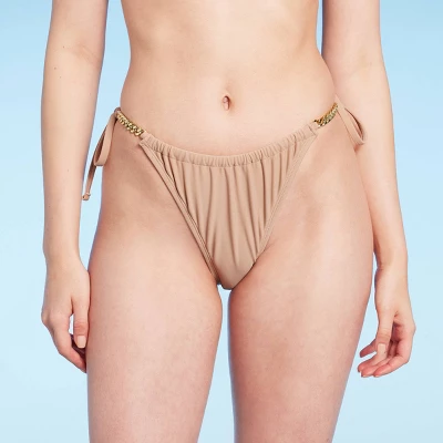 Women's Chain Detail Side-Tie Adjustable Coverage Bikini Bottom - Wild Fable⢠Brown - Image 7