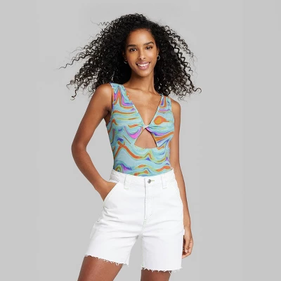 Women's Twist-Front Cut Out Tank Bodysuit - Wild Fableā¢