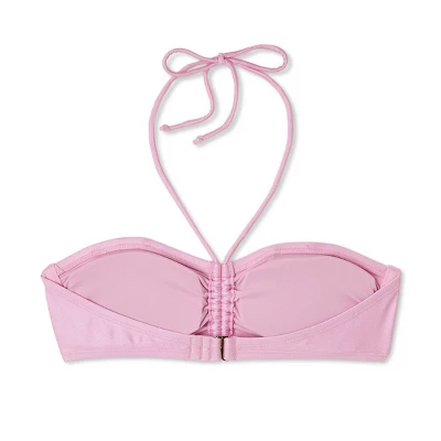 Women's Cinch-Front Halter Bandeau Bikini Top - Wild Fable⢠Shiny Pink - Image 6