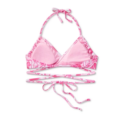 Women's Wrap Bralette Bikini Top - Wild Fable⢠Pink Heart Print - Image 7