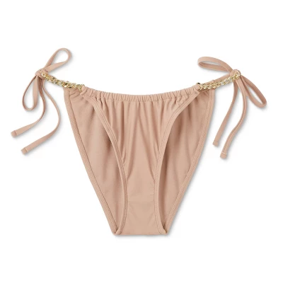 Women's Chain Detail Side-Tie Adjustable Coverage Bikini Bottom - Wild Fable⢠Brown - Image 5