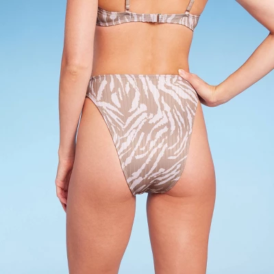 Women's Ribbed High Leg Cheeky High Waist Bikini Bottom - Wild Fable⢠- Image 10