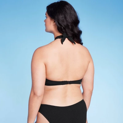 Women's Cross Front Pucker Textured Halter Bikini Top - Wild Fable⢠- Image 4