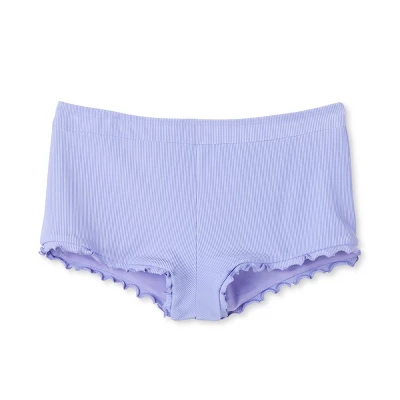Women's Ruffle Detail Ribbed Cheeky Boyshorts Bikini Bottom - Wild Fable⢠Purple - Image 5
