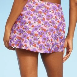 Women's Side-Slit Skirt Swimsuit Cover Up - Wild Fable⢠Purple Floral Print