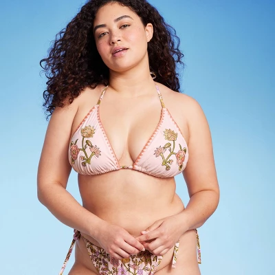 Women's Embroidered Detail Triangle Bikini Top - Wild Fable⢠Multi Floral Print - Image 3