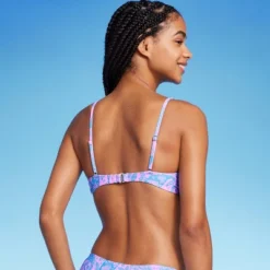 Women's Paisley Print Cut Out Bralette Bikini Top - Wild Fable⢠Blue/Pink