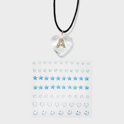 Acrylic Heart With Face Gems Pendant Necklace - Wild Fable⢠Clear/Black - Image 4