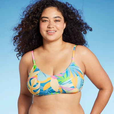 Women's Scoop Neck Bralette Bikini Top - Wild Fable⢠Multi Tropical Print - Image 3