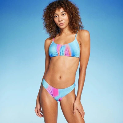Women's High Leg Cheeky Bikini Bottom - Wild Fable⢠Blue Marble Print - Image 2
