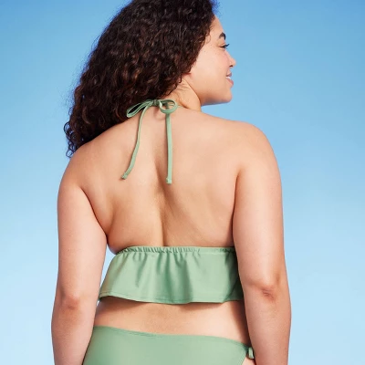 Women's Crochet Tie-Front Longline Bikini Top - Wild Fable⢠Soft Green - Image 4