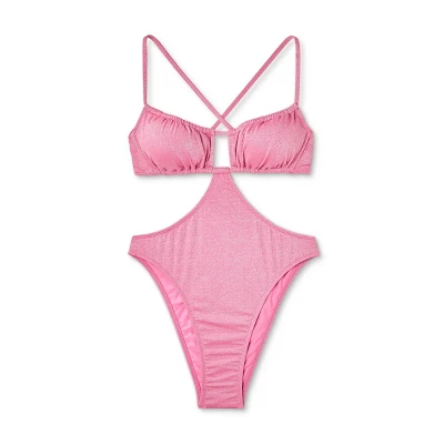 Women's Cut Out One Piece Swimsuit - Wild Fable⢠Pink Lurex - Image 4