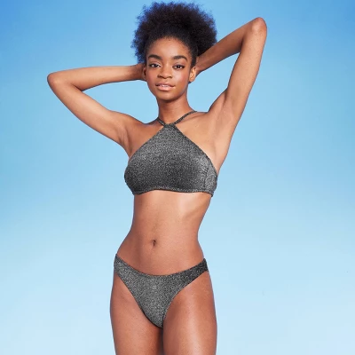 Women's High Leg Cheeky Bikini Bottom - Wild Fable⢠Black Lurex - Image 2