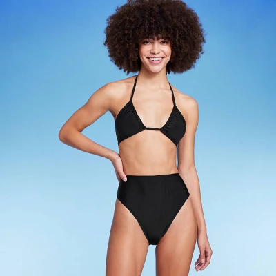 Women's High Leg Cheeky High Waist Bikini Bottom - Wild Fable⢠Black - Image 2