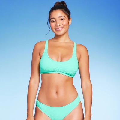 Women's Pucker Textured Bralette Bikini Top - Wild Fable⢠Sea Green - Image 7