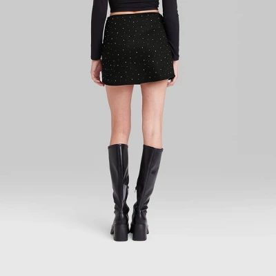 Women's High-Rise Bodycon Mini Skort - Wild Fable⢠Black - Image 2