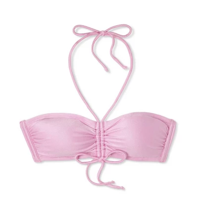 Women's Cinch-Front Halter Bandeau Bikini Top - Wild Fable⢠Shiny Pink - Image 5