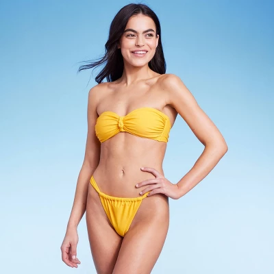 Women's Scarf Side Adjustable Coverage Bikini Bottom - Wild Fable⢠Yellow - Image 2
