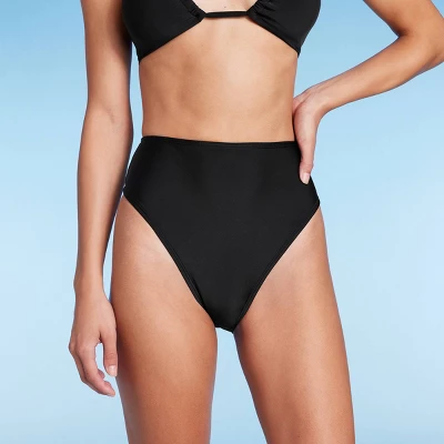 Women's High Leg Cheeky High Waist Bikini Bottom - Wild Fable⢠Black - Image 7