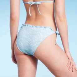 Women's Lace Detail Side-Tie Cheeky Bikini Bottom - Wild Fable⢠Blue