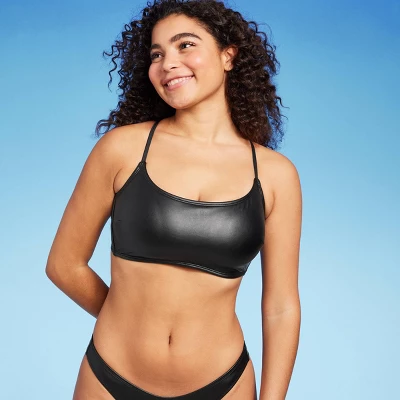 Women's Faux Leather Bralette Bikini Top - Wild Fable⢠Black - Image 8