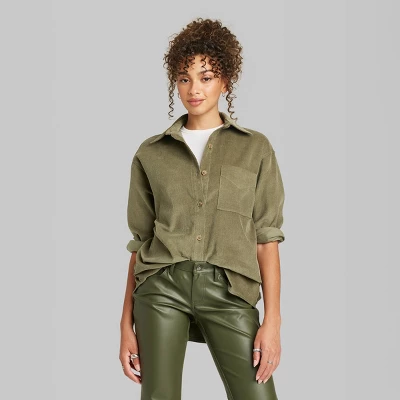 Women's Oversized Button-Down Corduroy Shirt - Wild Fableā¢