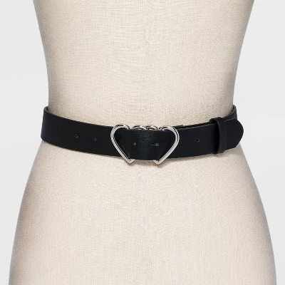 Women's Fable Double Heart Metal Buckle Belt - Wild Fable⢠Black