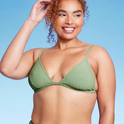 Women's Ribbed Fixed Triangle Bikini Top - Wild Fable⢠- Image 7