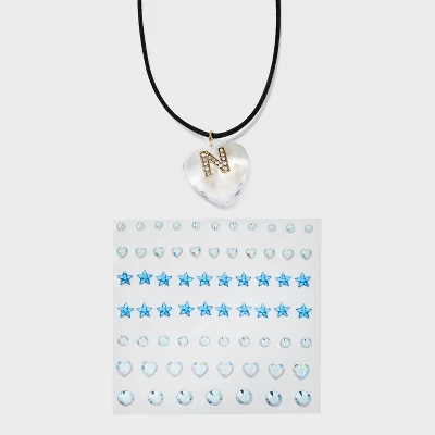 Acrylic Heart With Face Gems Pendant Necklace - Wild Fable⢠Clear/Black - Image 17